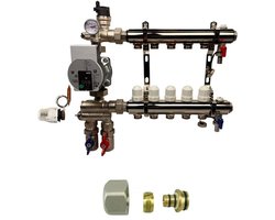 5 groep vloerverwarming verdeler RVS basic met pomp