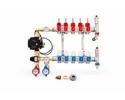 Diamond roestvrijstaal vloerverwarming verdeler met A-merk pomp- COMPLEET!!! 5 Groeps