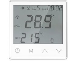 Digitale Thermostaat voor Water Gebieden Vloerverwarming Programmeerbaar Wit