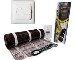 Elektrische vloerverwarming Mat 200W/m² voor 1m² met Analoge Thermostaat