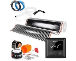 Elektrische Vloerverwarming Set - Verwarmingsfilm 230V met Thermostaat, 140W/m², 10m² Voor Vloer, Wand of Plafond