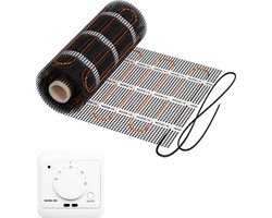 Elektrische vloerverwarming voor tegels: verwarmingsmat WARMON ULTRA 200 W/m² met thermostaat AC3082H analoog, wit