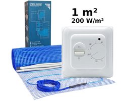 Elektrische vloerverwarmingsset 1 m², 200 W/m² + MST-1 thermostaat
