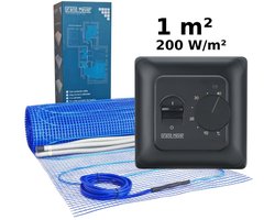 Elektrische vloerverwarmingsset 1 m², 200 W/m² + MST-10 thermostaat