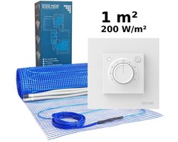 Elektrische vloerverwarmingsset 1 m², 200 W/m² + MST-9 thermostaat