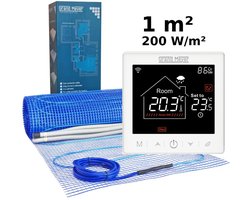Elektrische vloerverwarmingsset 1 m², 200 W/m² + SN-10 Wi-Fi programmeerbare thermostaat