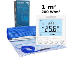 Elektrische vloerverwarmingsset 1 m², 200 W/m² + W350 Wi-Fi programmeerbare thermostaat