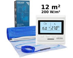 Elektrische vloerverwarmingsset 12 m², 200 W/m² + HW500 programmeerbare thermostaat