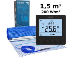 Elektrische vloerverwarmingsset 1,5 m², 200 W/m² + W390 Wi-Fi programmeerbare thermostaat