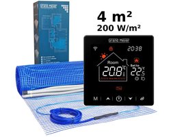 Elektrische vloerverwarmingsset 4 m², 200 W/m² + SN-20 Wi-Fi programmeerbare thermostaat