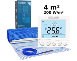 Elektrische vloerverwarmingsset 4 m², 200 W/m² + W350 Wi-Fi programmeerbare thermostaat