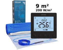 Elektrische vloerverwarmingsset 9 m², 200 W/m² + W390 Wi-Fi programmeerbare thermostaat