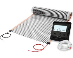 Infrarood verwarmingsfolie 1 m voor elektrische vloerverwarming - 12 V thermostaatregelset