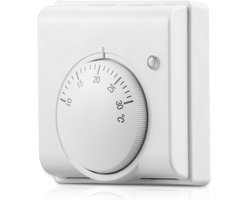 Kamerthermostaat: thermostaat vloerverwarming, analoge kamerthermostaat vloerverwarming met mechanische draaiknop, voor 24 V °C schaalverwarmingssystemen (8,6 x 8,7 x 3 cm)