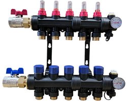 Kunststof vloerverwarming verdeler 14 groepen zonder pomp