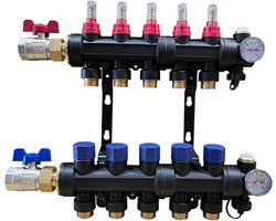 Kunststof vloerverwarming verdeler 5 groepen zonder pomp