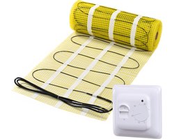 Pro-series Complete set, beschikbaar in diverse afmetingen, 150 watt per m², met analoge thermostaat, 1 m², Wit