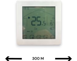 Smart WiFi Draadloze Thermostaat | Touchscreen | Voor C.V.-Installatie | Programmeerbaar | Tuya App | Google Home en Alexa | Wit | Smartlife | Display