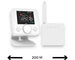 Smart WiFi Opbouw Thermostaat | Draaiknop Bediening | Draadloos | Voor C.V.-Installatie | Tuya App | Google Home en Alexa | Zwart/Wit | Smartlife