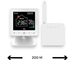 Smart WiFi Opbouw Thermostaat | Tiptoetsbediening | Draadloos | Voor C.V.-installatie | Tuya App | Google Home enamp; Alexa | Zwart/Wit | Smartlife