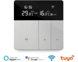 TechU™ Slimme Thermostaat Verta – Zilver – Alleen voor Elektrische Vloerverwarming – App & Wifi – Google Assistant & Amazon Alexa