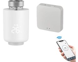 Temperatuurregelklep - Slimme klep - Thermostaatset voor huisverwarming - Programmeerbaar - LED-display - Spraakbediening - Snelle verwarming - Compatibel met gangbare radiatoren