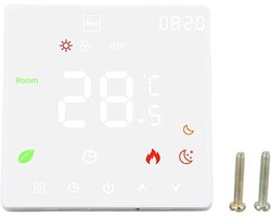 Thermostaat-Slimme thermostaat - Thermostaat voor thuis - Programmeerbare vloerverwarmingsthermostaat met touchscreen - Voor gasketels en waterverwarmers - Met constante temperatuurfunctie - Wit - 8,6 x 8,6 x 4 cm