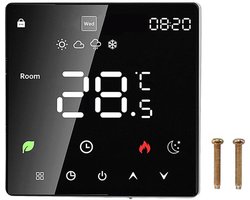 Thermostaat-Slimme thermostaat - Thermostaat voor thuis - Programmeerbare vloerverwarmingsthermostaat met touchscreen - Voor gasketels en waterverwarmers - zwart