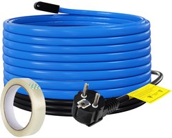 Verwarmingskabel met Thermostaat - 8m 136W - Vorstbeveiliging IP68 - Vorstbescherming voor Waterleidingen & Planten - Zelfregulerend - Vorstkabel incl. 10 m kleefband