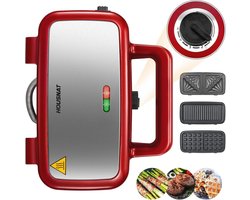 3-in-1 Multifunctionele Wafelijzer met Temperatuurregeling - 1200 W Croque Monsieur-machine