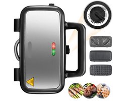 3-in-1 Sandwichmaker en Wafelijzer - 1200W Keukenapparaat met Temperatuurregeling