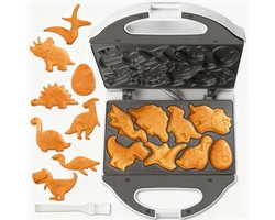 ACEP Dino Wafelijzer - Wafelijzer - Wit - RVS - Dinosaurus speelgoed - Mini wafelijzer - Wafel - Wafelmaker kind - 22D x 21,6B x 9H CM -