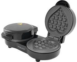ACEP Wafelijzer - wafelijzers - Wafelijzer hartvorm - Wafelmaker - Anti aanbaklaag - Wafelijzer mini - Zwart wafelijzer - 26,6 × 16 × 9 cm