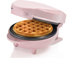Bestron mini-wafelijzer - Retro design - Klassieke wafels - Antiaanbaklaag - 550 Watt - Roze