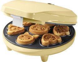 Bestron Wafelijzer - AAW700V - 700W - Mini cakes - Dierenvormpjes - Geel