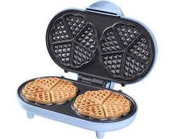 Bestron Wafelijzer - ADWM1000B - 1000W - 10 hartvormige wafels - Anti aanbaklaag - Blauw