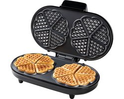 Bestron Wafelijzer - ADWM730SAT - 1000W - 10 hartvormige wafels - Anti aanbaklaag - Beige/Zwart