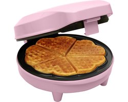 Bestron Wafelijzer - ASW217 - 700W - 5 hartvormige wafels - Anti aanbaklaag - Roze
