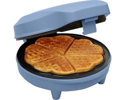 Bestron Wafelijzer - ASW217B - 700W - 5 hartvormige wafels - Anti aanbaklaag - Blauw