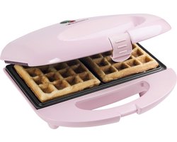 Bestron Wafelijzer - ASW401P - 700W - 2 wafels - Anti aanbaklaag - Roze