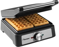 Bestron Wafelijzer - AWM100BL - 1600W - 2 wafels - Anti aanbaklaag - Zilver/Zwart