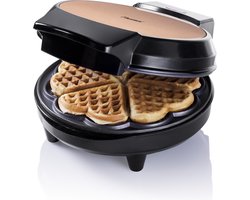Bestron Wafelijzer - AWM700CO - 700W - 5 hartvormige wafels - Anti aanbaklaag - Koper/Zwart