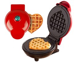 CHIWIN Wafelijzer – Mini Hartvormige Wafelmaker – 350W Wafelmachine met Antiaanbaklaag en LED Indicatie – Compact Ontwerp – Veilig Gebruik met Antislip Voetjes – Perfect voor Ontbijt en Feestdagen