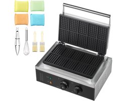 Commercieel Wafelijzer,1550 W, Roestvrij Staal Met Antiaanbaklaag, 39 x 35.5 x 23 cm， Temperatuur- En Tijdregeling, Handvat, Voor Restaurant, Bakkerij, Snackbar, Familie