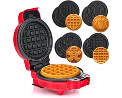 Core® Wafelijzer Met Verwisselbare Platen - Wafelijzer Tefal - Wafelijzer Hartvorm - Rood - 17cm x 13cm x 9cm
