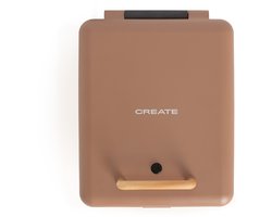 CREATE - Tosti-ijzer, grill en wafelijzer met verwisselbare platen - Mokka - Viervoudig - STONE STUDIO