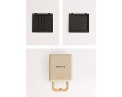 CREATE - Tosti-ijzer, grill en wafelijzer met verwisselbare platen - Zand - Individueel - STONE STUDIO
