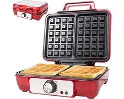DnA® Wafelijzer Met Verwisselbare Platen - Wafelijzer Tefal - Wafelijzer Hartvorm - Rood - 25cm x 25cm x 10cm