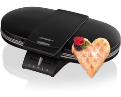 Dubbel Wafelijzer voor Hartvormige Wafels - 1200W, 2 Wafels Tegelijk, 15.5cm, Anti-aanbaklaag, Zwart