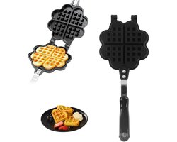 Dubbele Wafelijzer voor Hartjes en Bloemen - Non-Stick Bakvorm voor Huisgebruik